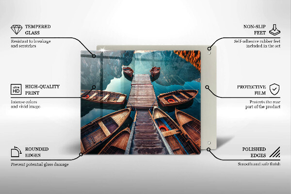 Cache plaque de cuisson Bateaux sur le lac