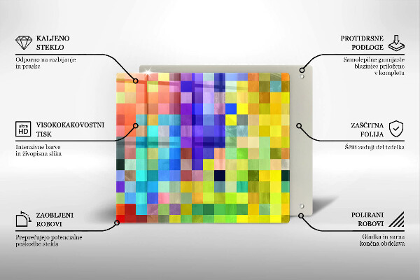 Cache plaque de cuisson Carrés de pixels colorés