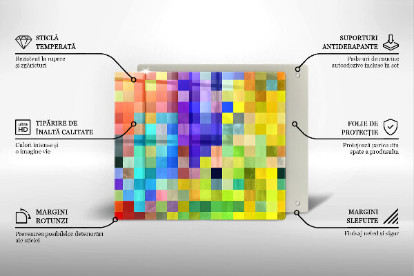 Cache plaque de cuisson Carrés de pixels colorés