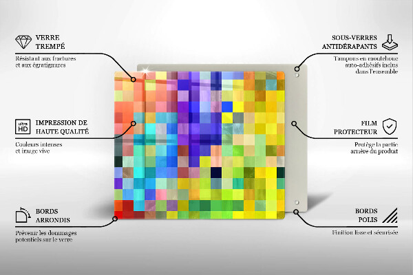 Cache plaque de cuisson Carrés de pixels colorés