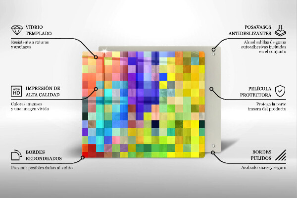 Cache plaque de cuisson Carrés de pixels colorés
