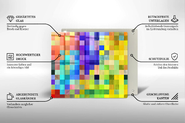 Cache plaque de cuisson Carrés de pixels colorés