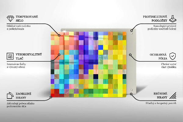 Cache plaque de cuisson Carrés de pixels colorés