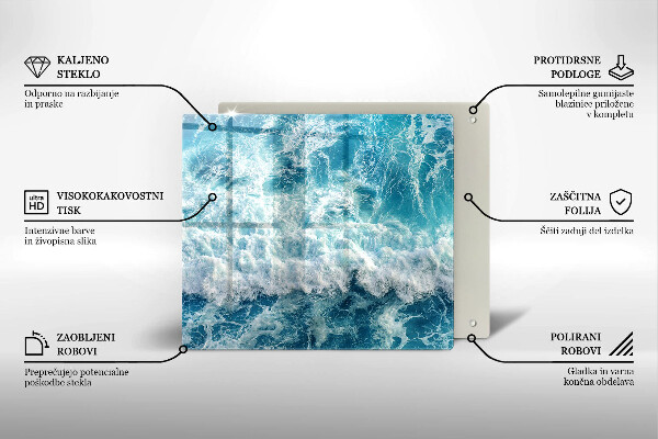 Cache plaque de cuisson Vagues d'eau de mer