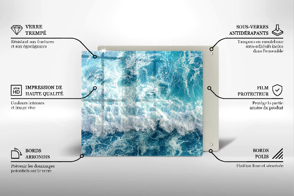 Cache plaque de cuisson Vagues d'eau de mer