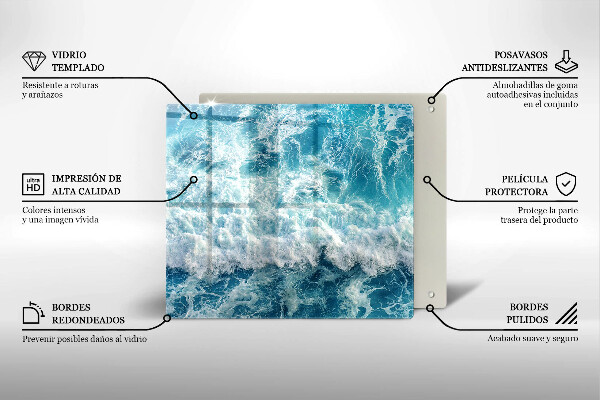 Cache plaque de cuisson Vagues d'eau de mer