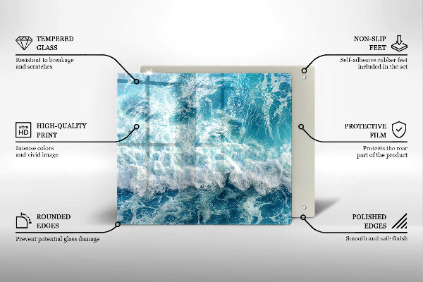 Cache plaque de cuisson Vagues d'eau de mer