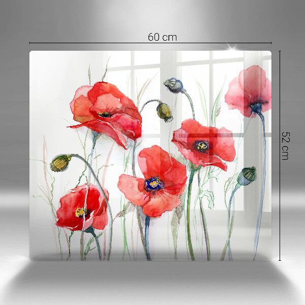 Cache plaque de cuisson Fleurs de coquelicots rouges
