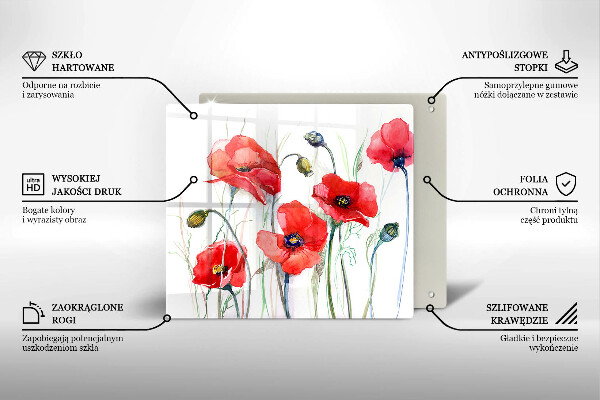 Cache plaque de cuisson Fleurs de coquelicots rouges