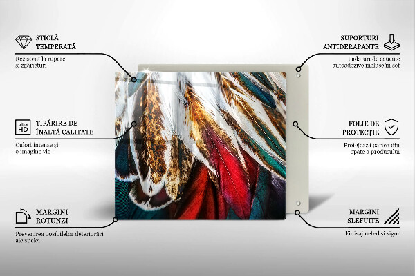 Cache plaque de cuisson Plumes d'oiseaux bohèmes