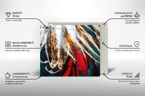 Cache plaque de cuisson Plumes d'oiseaux bohèmes