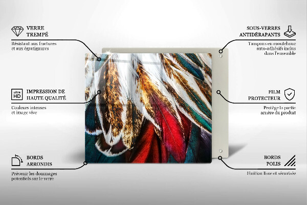 Cache plaque de cuisson Plumes d'oiseaux bohèmes