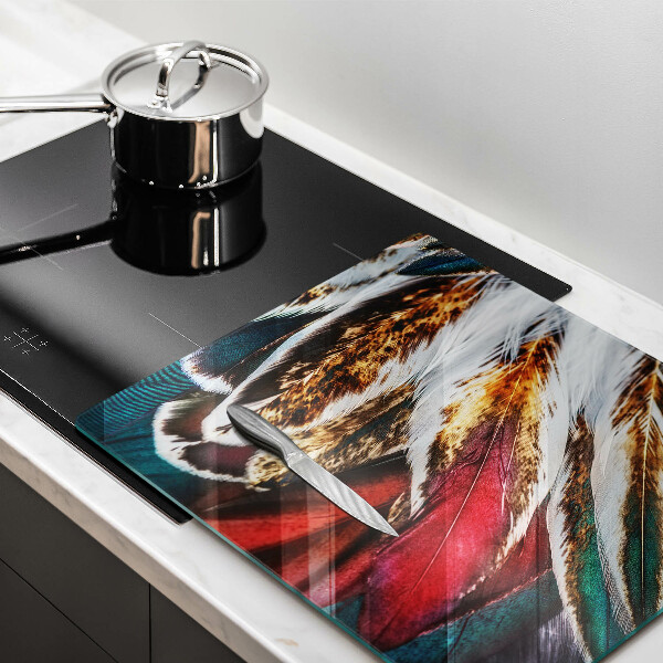 Cache plaque de cuisson Plumes d'oiseaux bohèmes