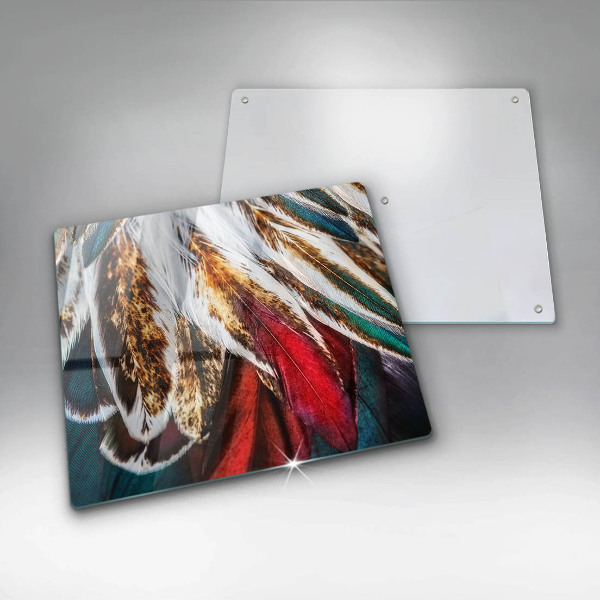 Cache plaque de cuisson Plumes d'oiseaux bohèmes