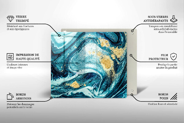 Protection plaque induction Abstraction d'or bleu