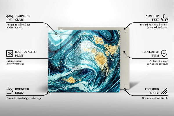 Protection plaque induction Abstraction d'or bleu