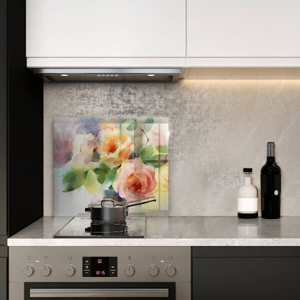 Cache plaque de cuisson Fleurs peintes