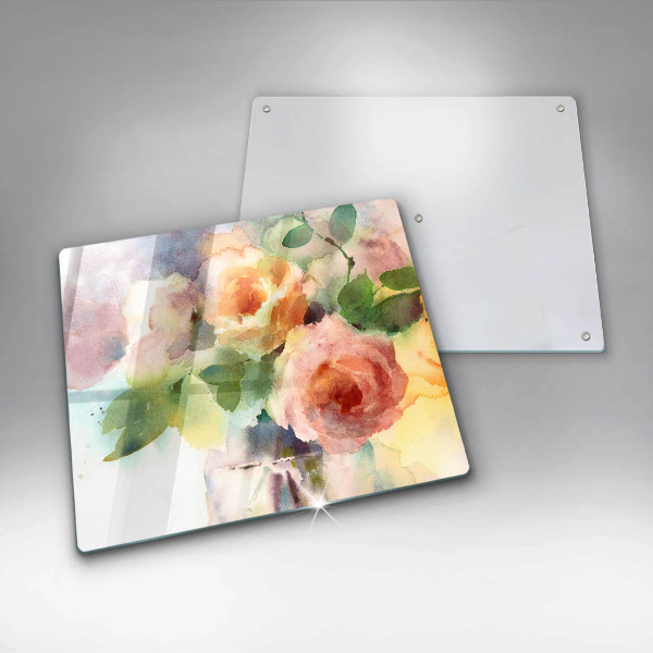 Cache plaque de cuisson Fleurs peintes