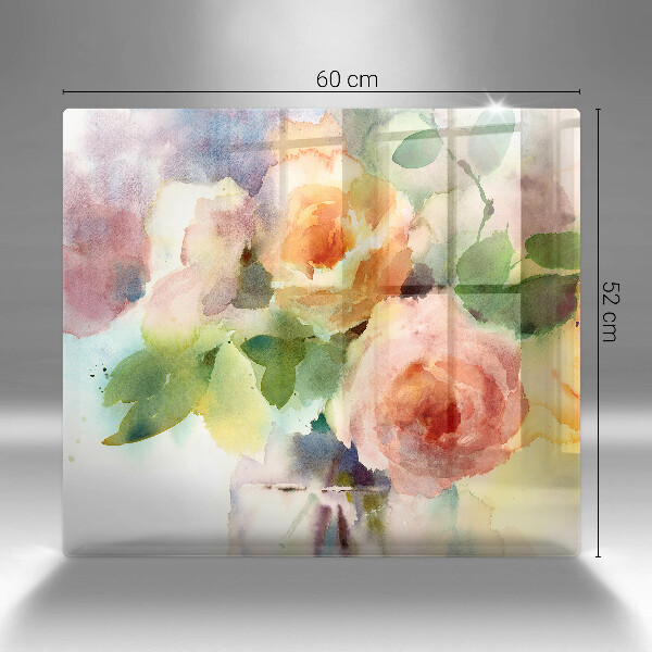 Cache plaque de cuisson Fleurs peintes