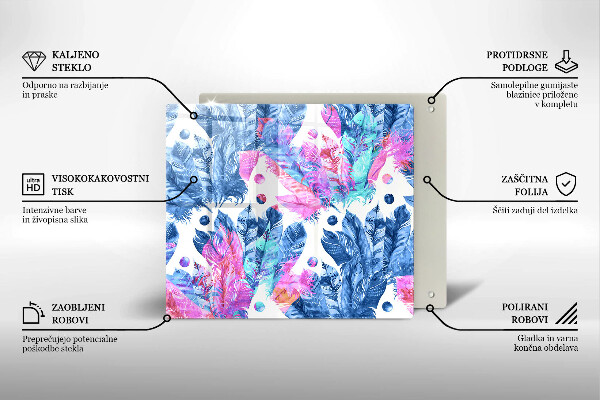 Protection plaque induction Illustration bohème de plumes