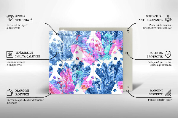 Protection plaque induction Illustration bohème de plumes