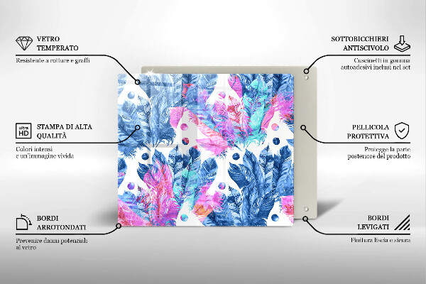 Protection plaque induction Illustration bohème de plumes