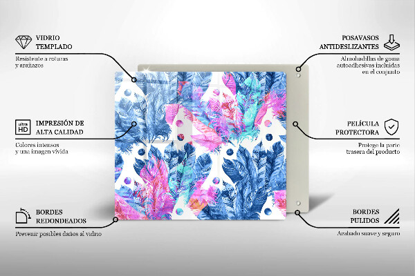 Protection plaque induction Illustration bohème de plumes