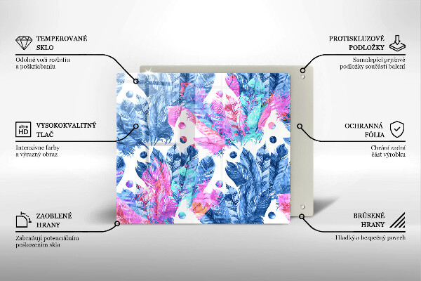 Protection plaque induction Illustration bohème de plumes