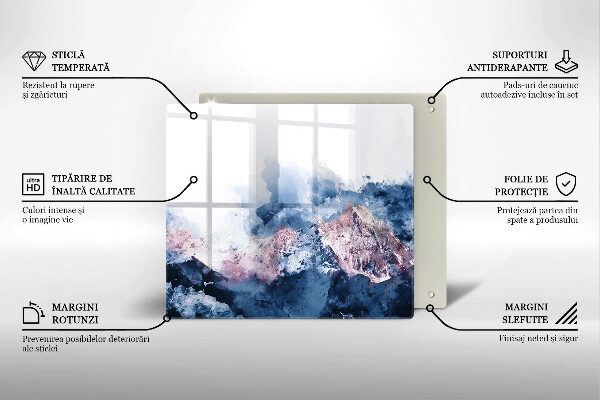 Protection plaque induction Montagnes peintes abstraites