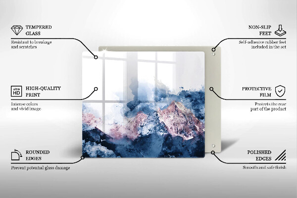 Protection plaque induction Montagnes peintes abstraites