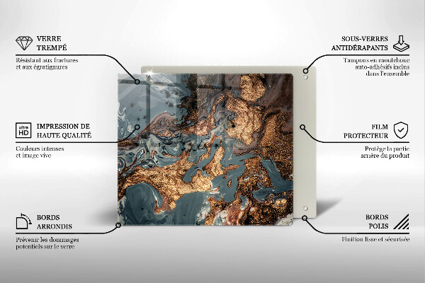 Protection plaque induction Structure rocheuse dorée