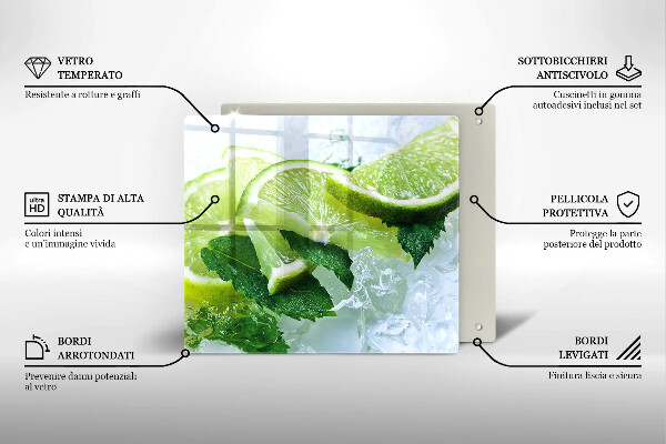 Cache plaque de cuisson Citron vert menthe et glace