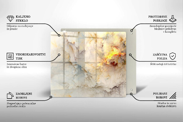 Protection plaque induction Texture de marbre avec de l'or