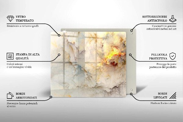 Protection plaque induction Texture de marbre avec de l'or