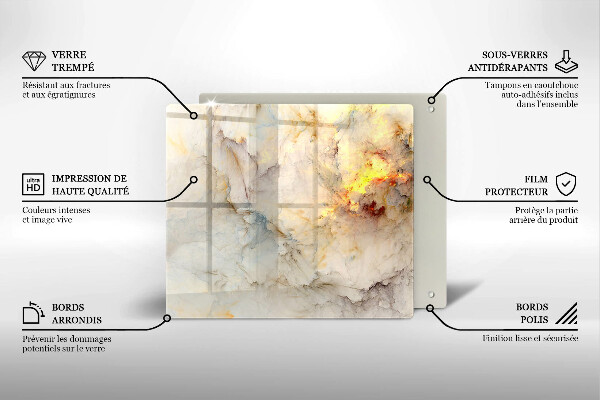 Protection plaque induction Texture de marbre avec de l'or