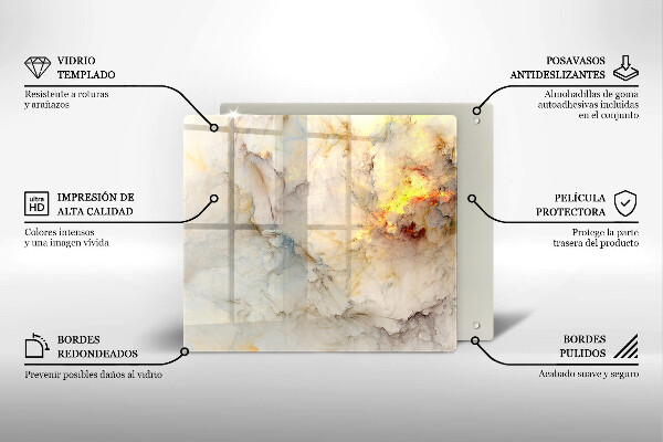 Protection plaque induction Texture de marbre avec de l'or