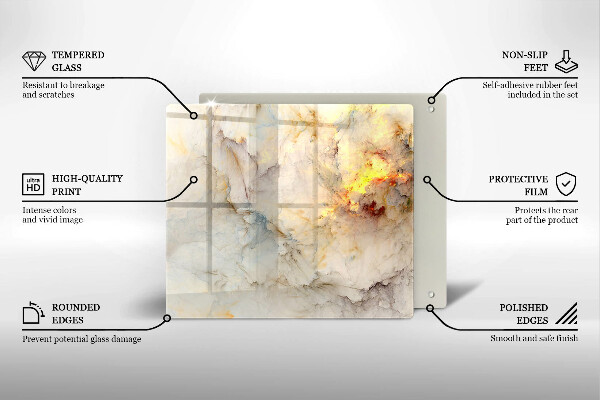 Protection plaque induction Texture de marbre avec de l'or