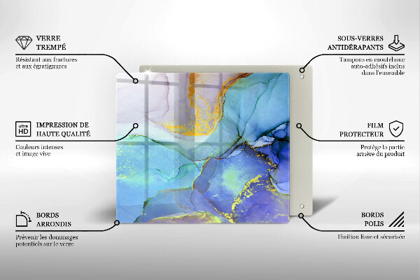 Protection plaque induction Pierre dorée craquelée