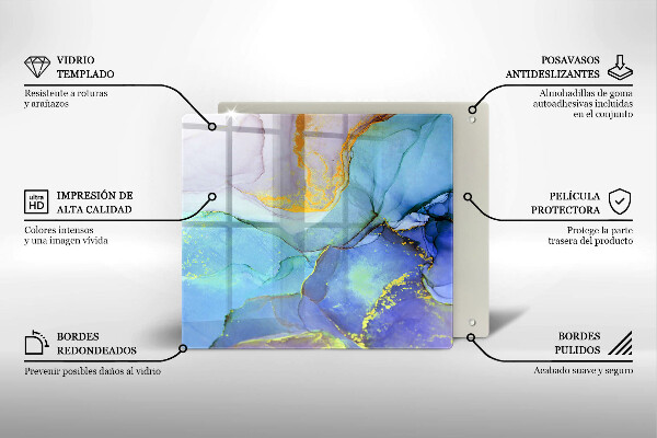 Protection plaque induction Pierre dorée craquelée