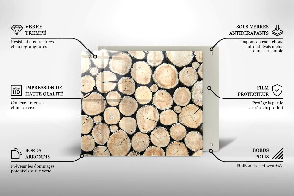 Cache plaque de cuisson Troncs d'arbres en bois