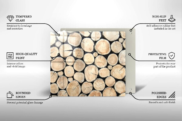 Cache plaque de cuisson Troncs d'arbres en bois