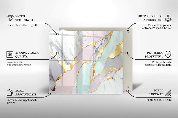 Protection plaque induction Marbre pastel