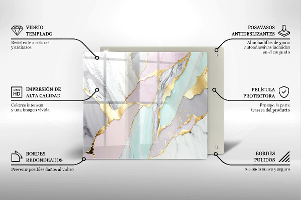 Protection plaque induction Marbre pastel