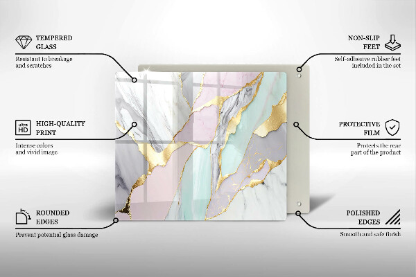 Protection plaque induction Marbre pastel