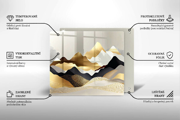 Protection plaque induction Montagnes dorées abstraites