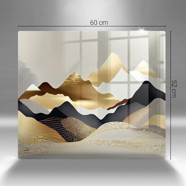 Protection plaque induction Montagnes dorées abstraites