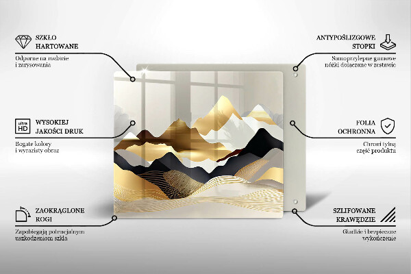 Protection plaque induction Montagnes dorées abstraites