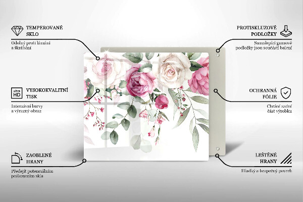 Protection plaque induction Roses aquarelles