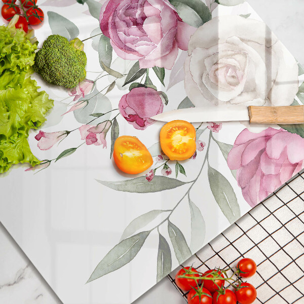 Protection plaque induction Roses aquarelles