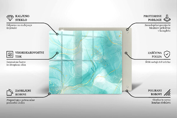 Protection plaque induction Abstraction bleue et dorée